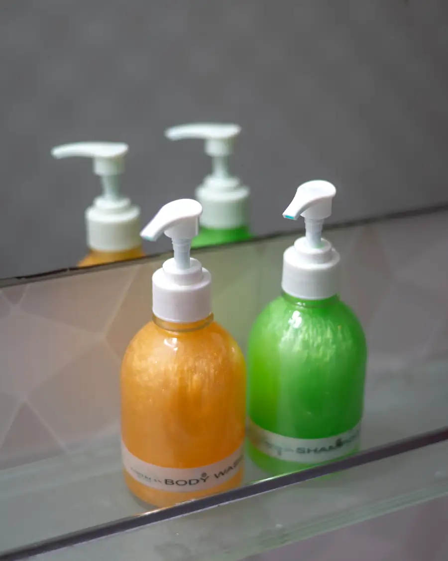 Complimentary body wash and shampoo