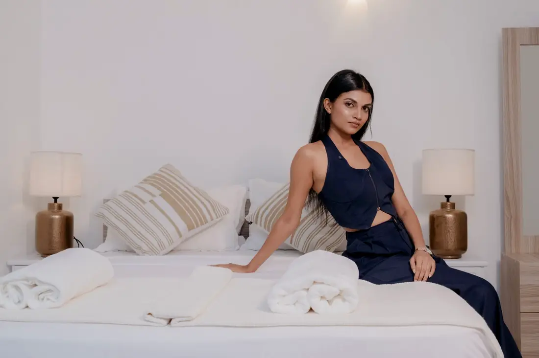 Guest relaxing in a bright, calm room